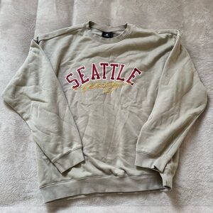 H&M Beige Seattle Graphic Crewneck Sweater